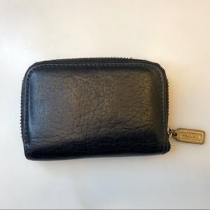 Coach Leather Small Zip Around Coin Card Case Wallet